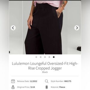 Lululemon Loungeful Oversized-Fit High-Rise Cropped Jogger
Black size 4 new